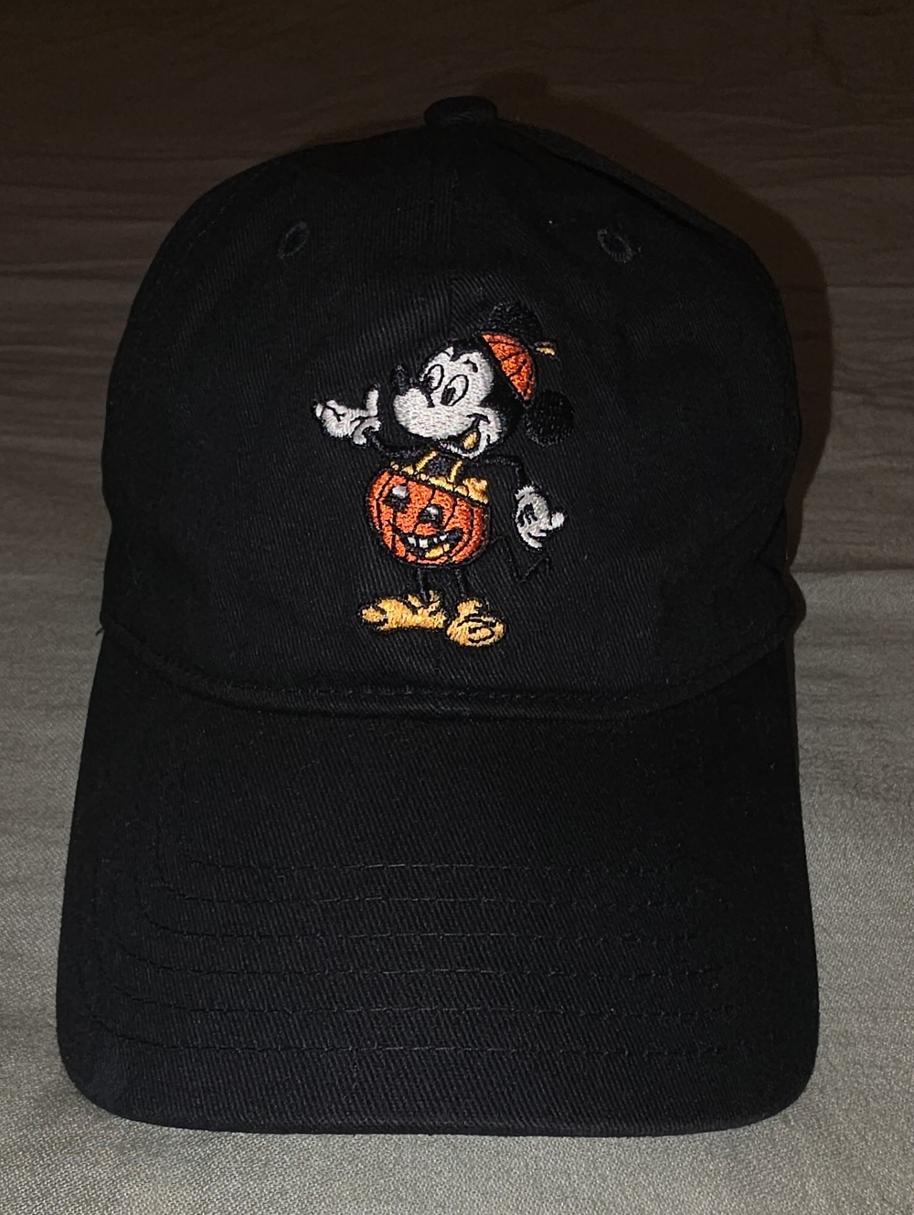 Womens Black Mickey Mouse Embroidered Hat